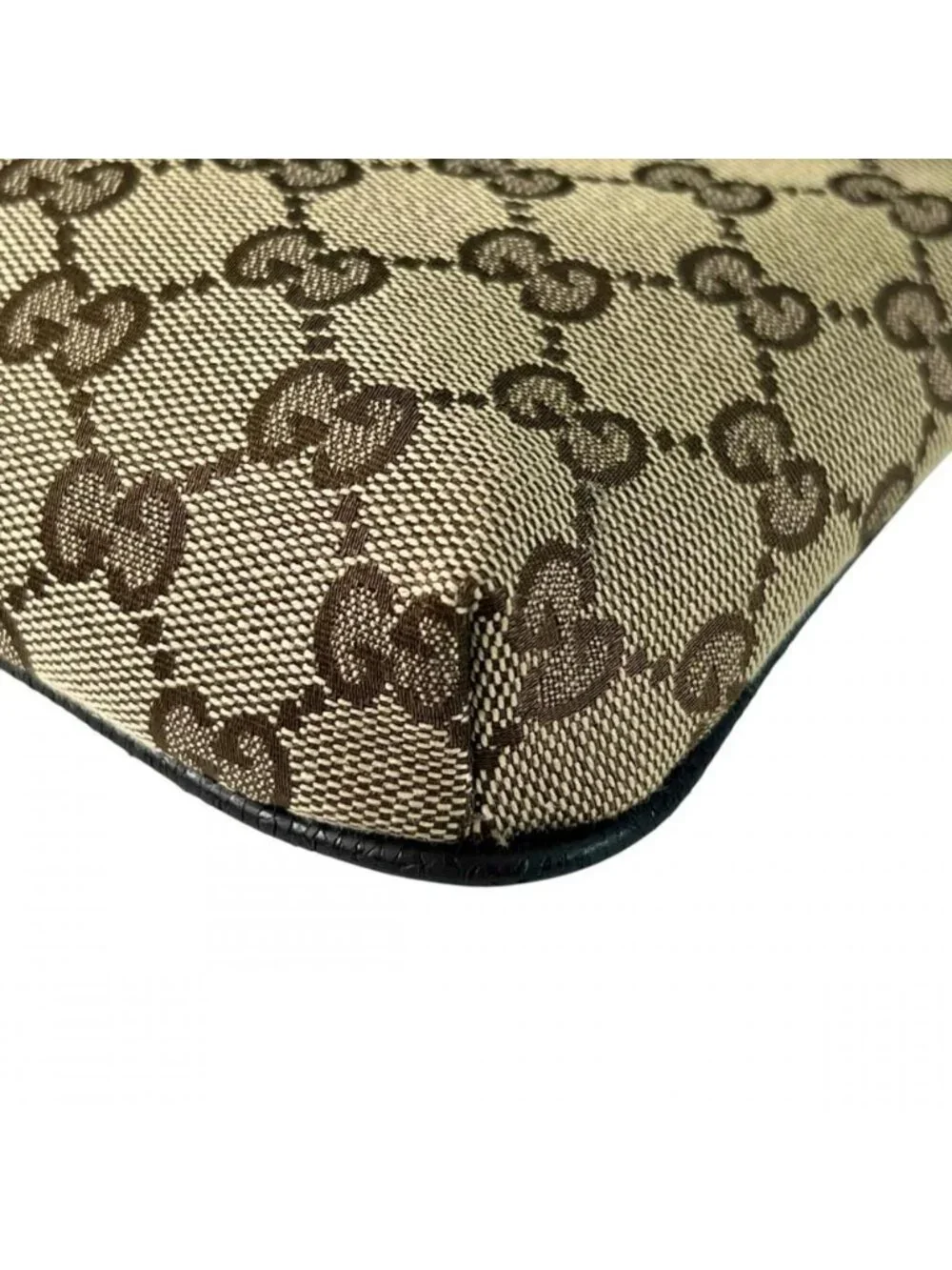Gucci Shoulder Bag Crossbody GG Canvas Leather Brown Silver